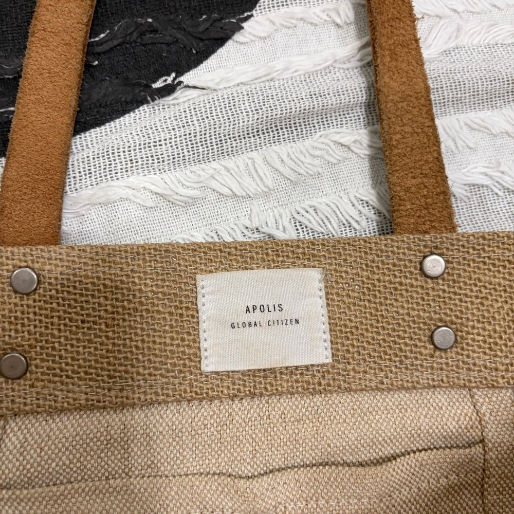 Apolis Global Citizen Burlap Market Tote Bag Santa Monica California USA Cottage - Picture 6 of 14